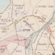 Hiiessaare küla 1938. a kaardil. Mõis asus Hindre koha maal.