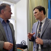 Maavanem Riho Rahuoja ja Kuressaare linnapea Madis Kallas.