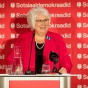 Marina Kaljurand SDE suurkogul kõnepuldis.