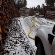 Hiiglaslikud puidukoormad OÜ Eesti Metsnik väidetaval kinnisvaraarendusel.