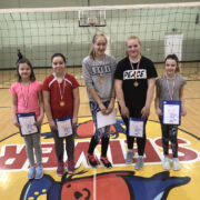 Lauka kooli võidukad tüdrukud (vasakult) Frida Pajo, Sirle Silm, Avelin Ruus, Mari-Leen Mänd ja Helene Pajo.