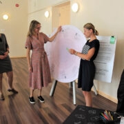 Kaire Nõmm, Pilleriin Kannel, Kairi Tilga, Kerli Varrik ja Hergo Tasuja näituse avamisel kompassi testimas.